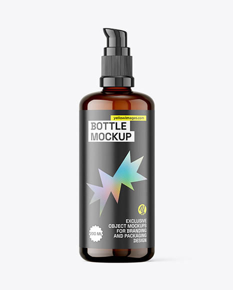 200ml Amber Pump Bottle Mockup