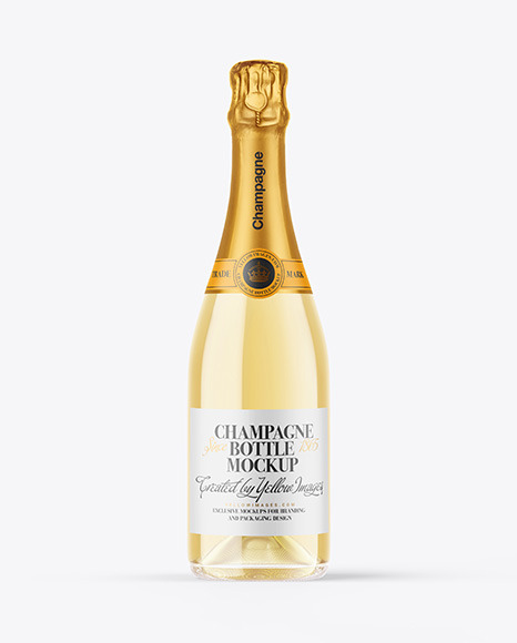 Clear Glass White Champagne Bottle Mockup