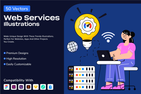 50 Web Services illustrations