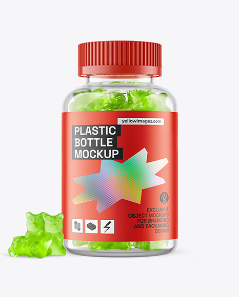 Plastic Bottle with Gummies Mockup