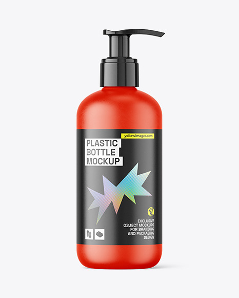 Matte Plastic Bottle with Pump Mockup