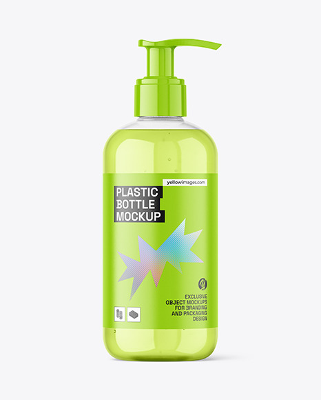 Clear Plastic Bottle with Pump Mockup