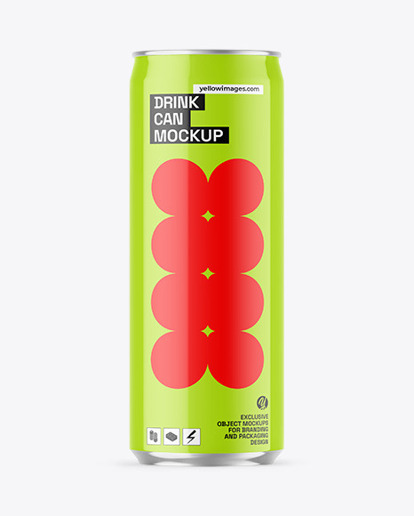Glossy Drink Can Mockup