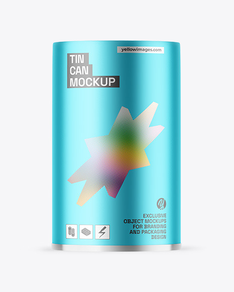 Matte Metallic Tin Can Mockup