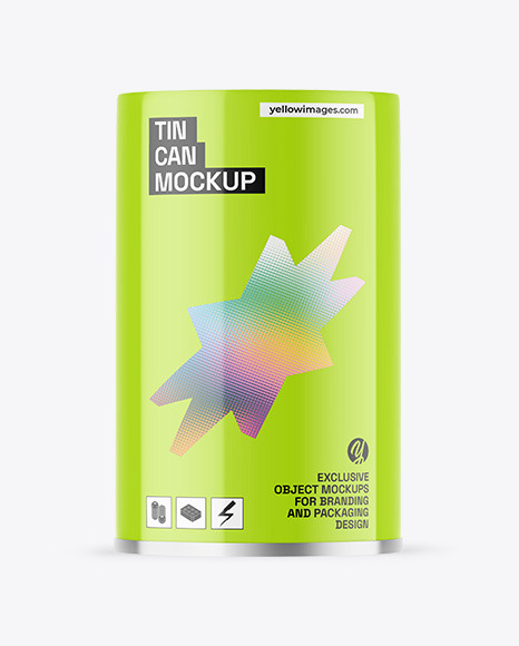 Glossy Tin Can Mockup