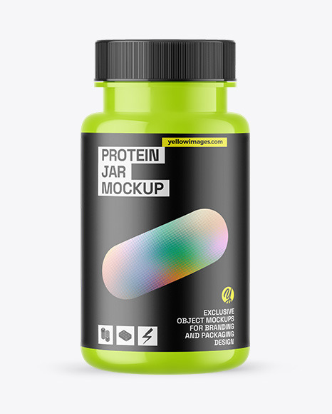 Glossy Protein Jar Mockup