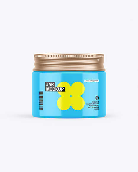 Glossy Jar With Metallic Cap Mockup