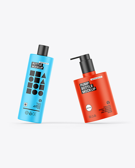Two Matte Cosmetic Bottles Mockup