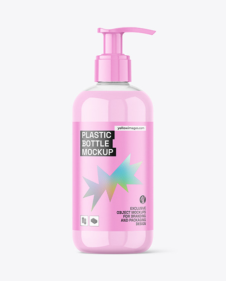 Clear Plastic Bottle with Pump Mockup
