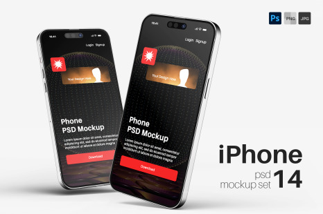 iPhone 14 Pro Max PSD Mockup Set