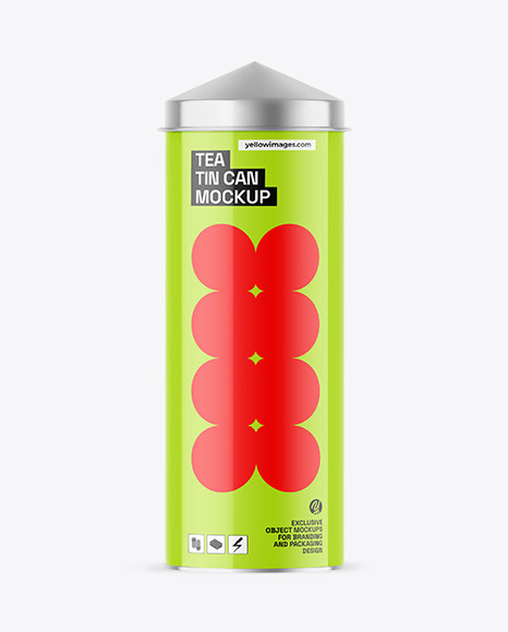 Glossy Tea Tin Can Mockup