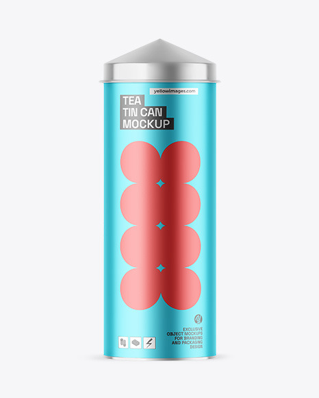Matte Metallic Tea Tin Can Mockup
