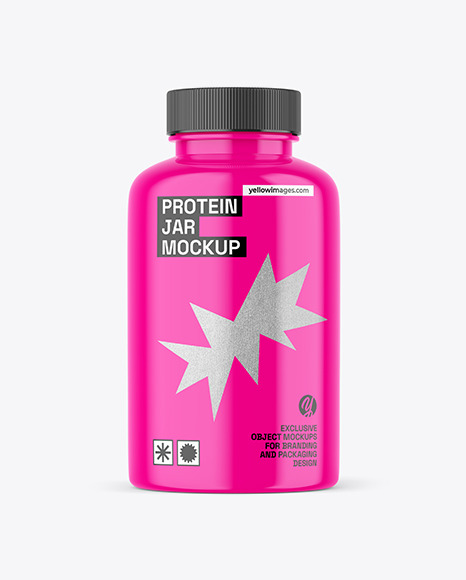 Glossy Protein Jar Mockup