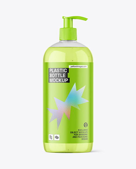 Clear Plastic Bottle with Pump Mockup