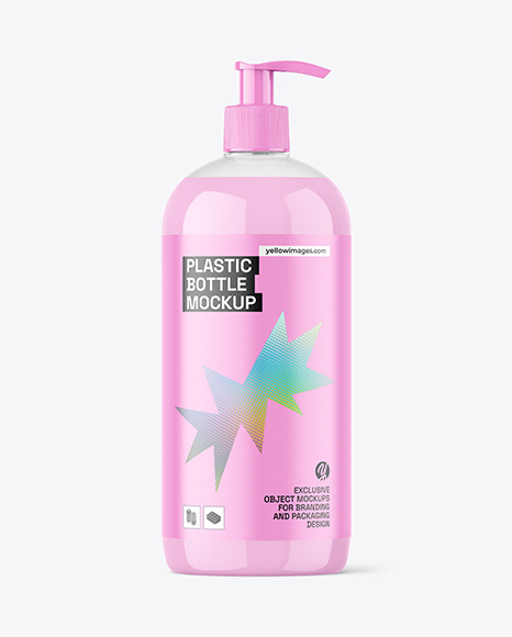 Clear Plastic Bottle with Pump Mockup