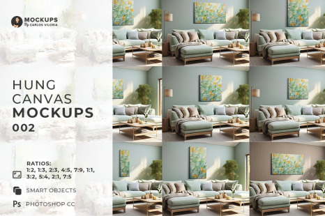 Hung Canvas Mockup Pack 02 - Scandinavian Living Room