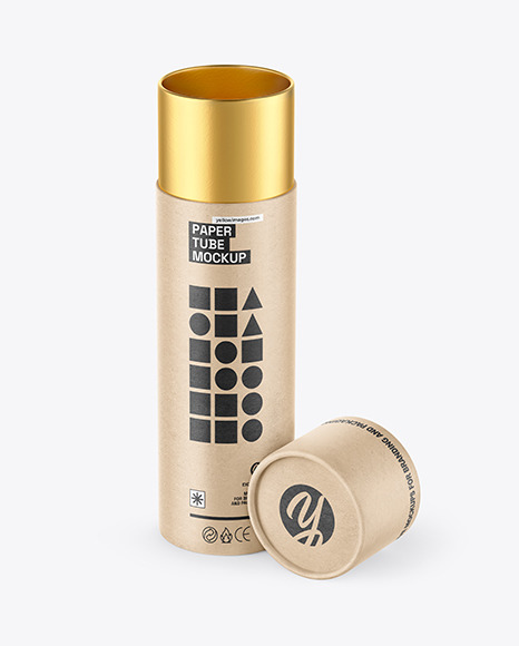 Opened Kraft Paper Tube Mockup