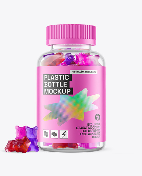 Plastic Bottle with Gummies Mockup