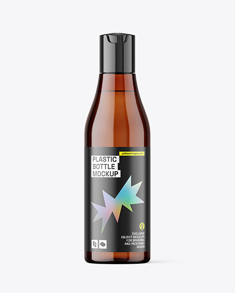 Amber Plastic Bottle Mockup
