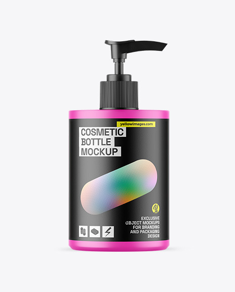 Matte Cosmetic Bottle With Pump Mockup