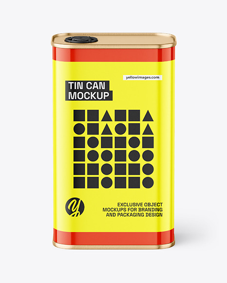 Glossy Square Tin Can Mockup