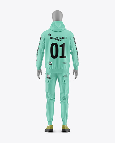 Men&#039;s Sport Suit w/ Mannequin Mockup - Back View