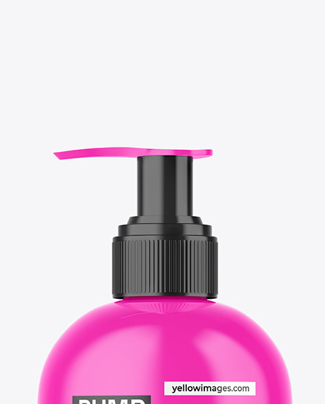 Glossy Cosmetic Bottle with Pump Mockup - Free Download Images High