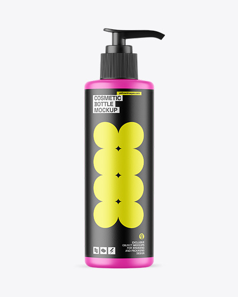 Matte Cosmetic Bottle With Pump Mockup