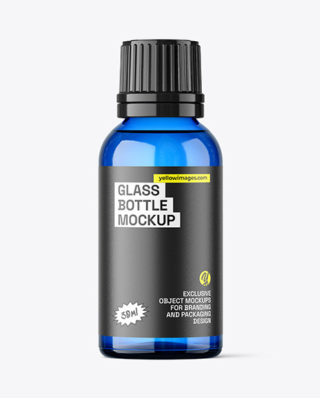 30ml Blue Glass Bottle Mockup