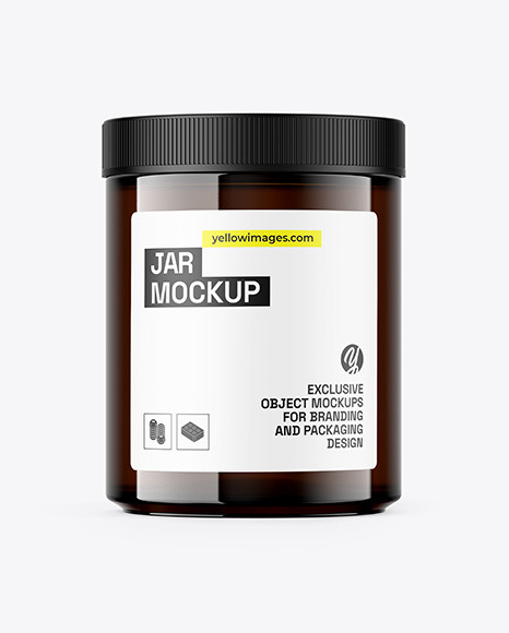 Glossy Dark Amber Jar Mockup