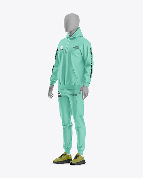 Men&#039;s Sport Suit w/ Mannequin Mockup - Half Side View