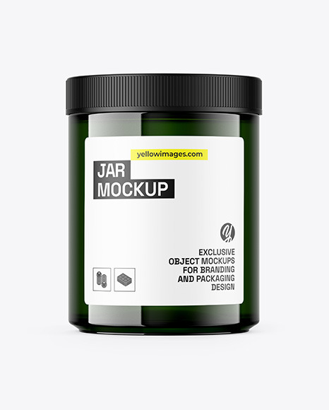 Glossy Dark Green Jar Mockup
