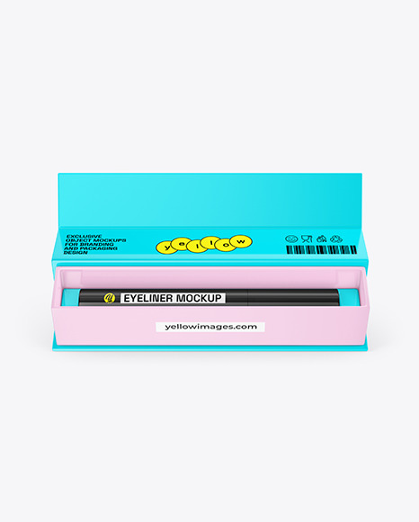 Opened Glossy Eyeliner Box Mockup