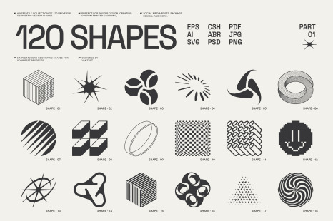 120 Abstract Geometric Shapes. Part 1