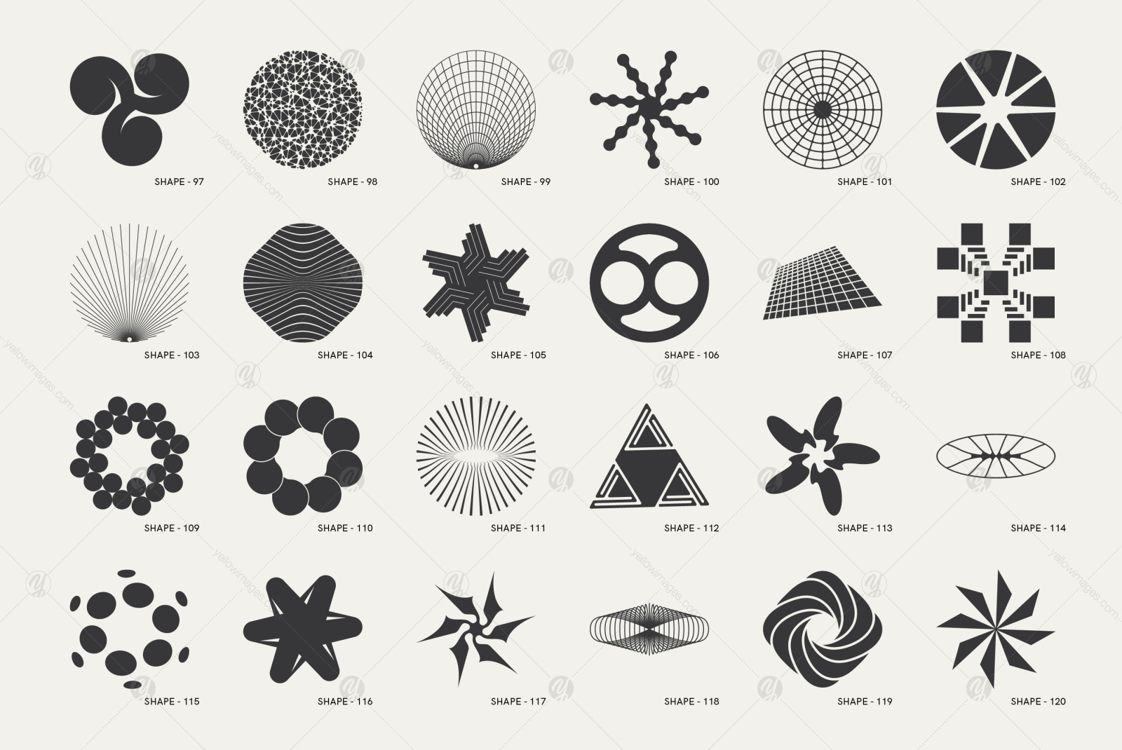 120 Abstract Geometric Shapes. Part 1 120 Abstract Geometric Shapes. Part 1