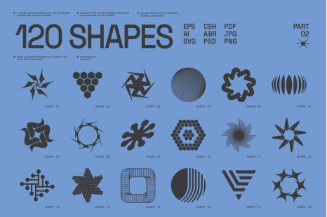 120 Abstract Geometric Shapes. Part 2