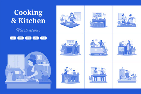 M638_Cooking &amp; Kitchen Illustration Pack