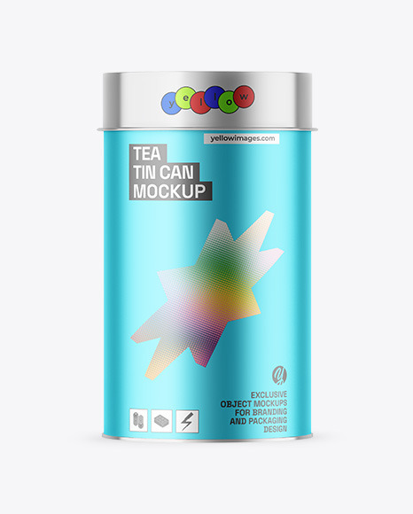 Matte Metallic Tea Tin Can Mockup