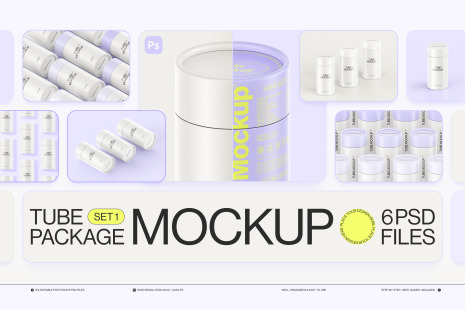 Paper tube package mockup Set 1