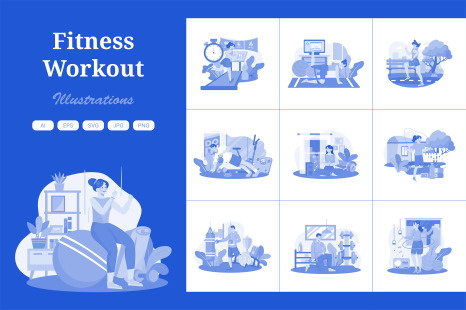 M636_Fitness Workout Illustration Pack