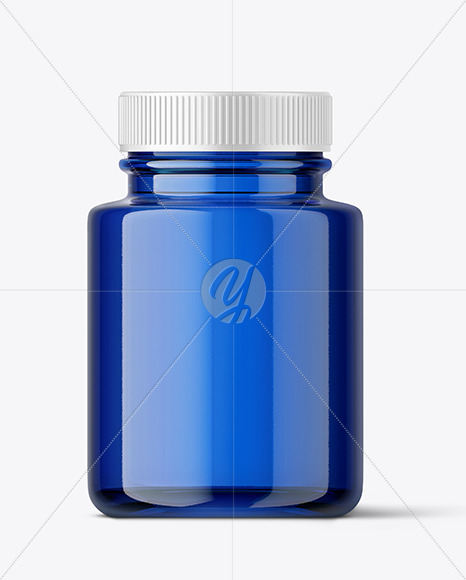 Blue Glass Jar with Plastic Cap Mockup - Free Download Images High