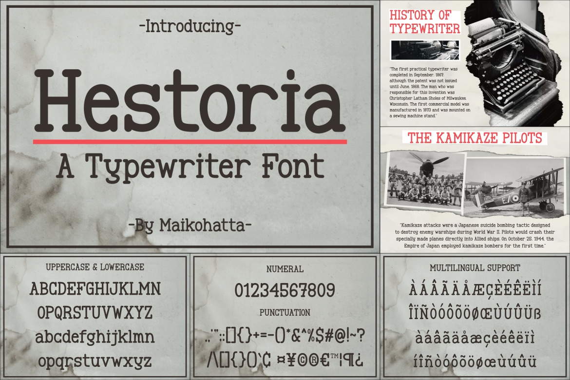 Classic Typewriter Font Bundle on Yellow Images Creative Store