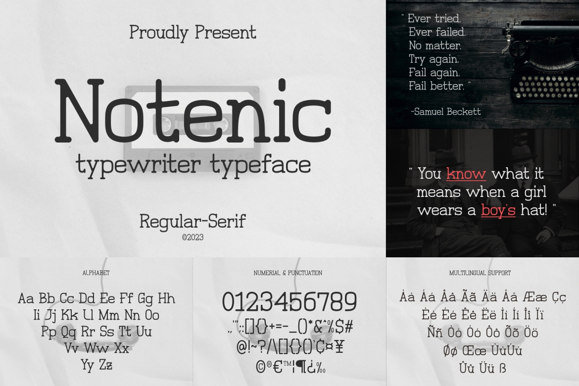 Classic Typewriter Font Bundle on Yellow Images Creative Store