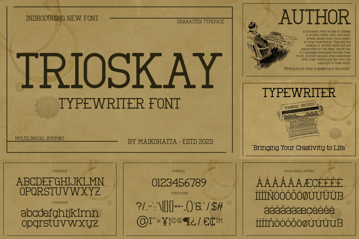 Classic Typewriter Font Bundle on Yellow Images Creative Store