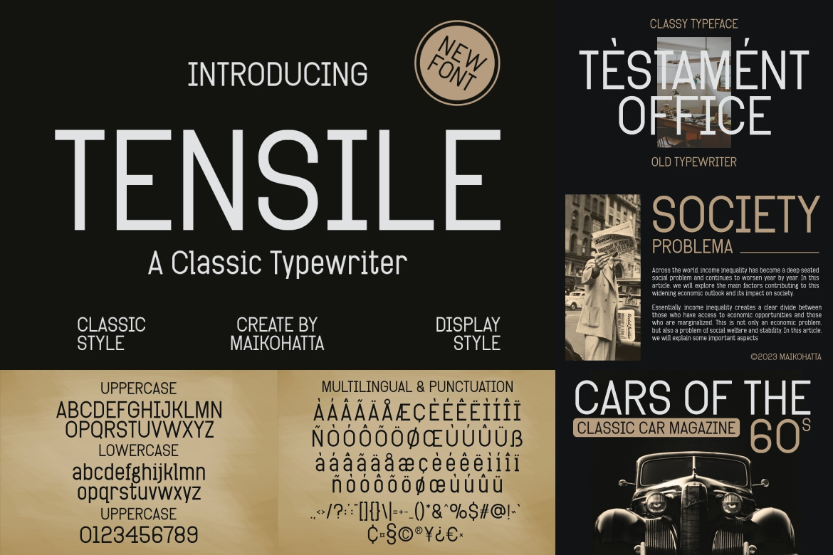 Classic Typewriter Font Bundle on Yellow Images Creative Store