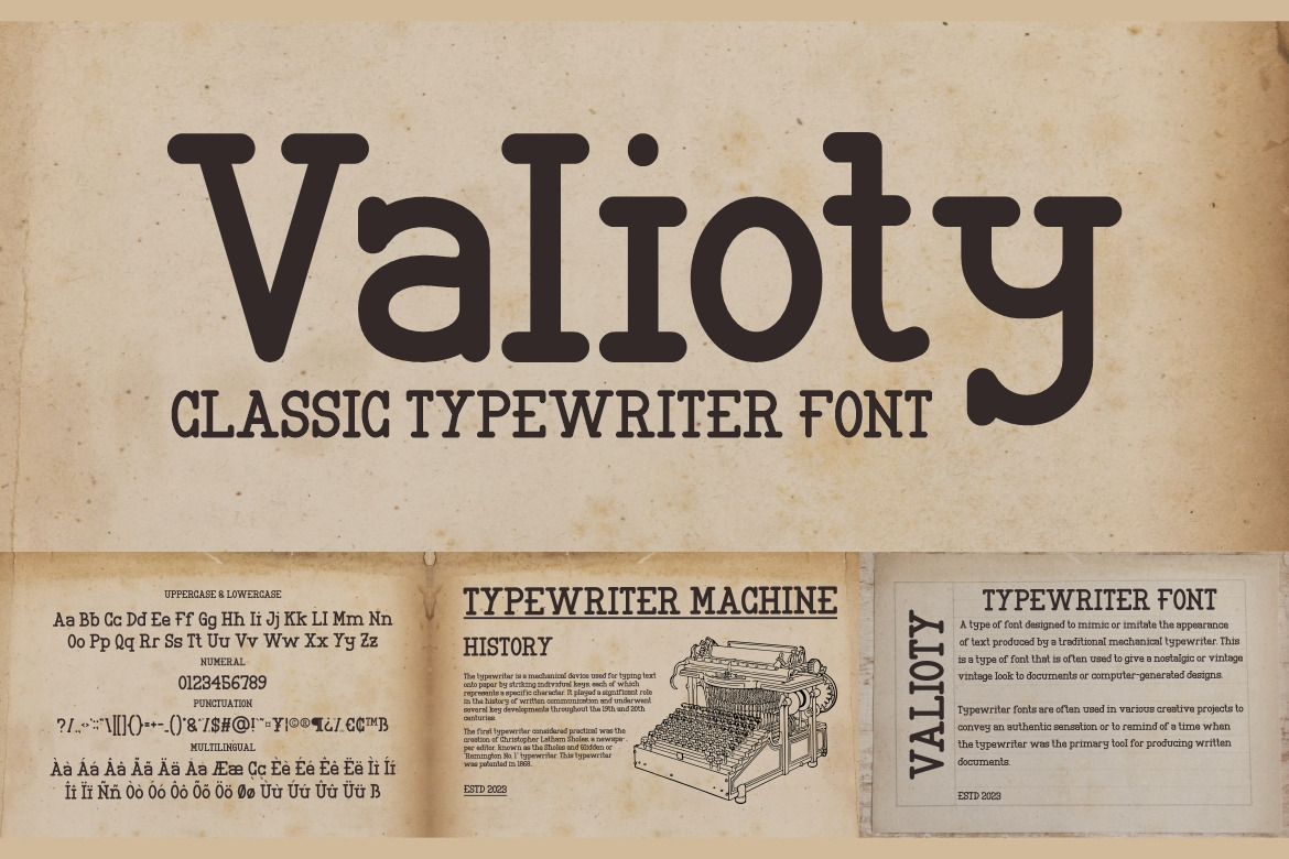 Classic Typewriter Font Bundle on Yellow Images Creative Store