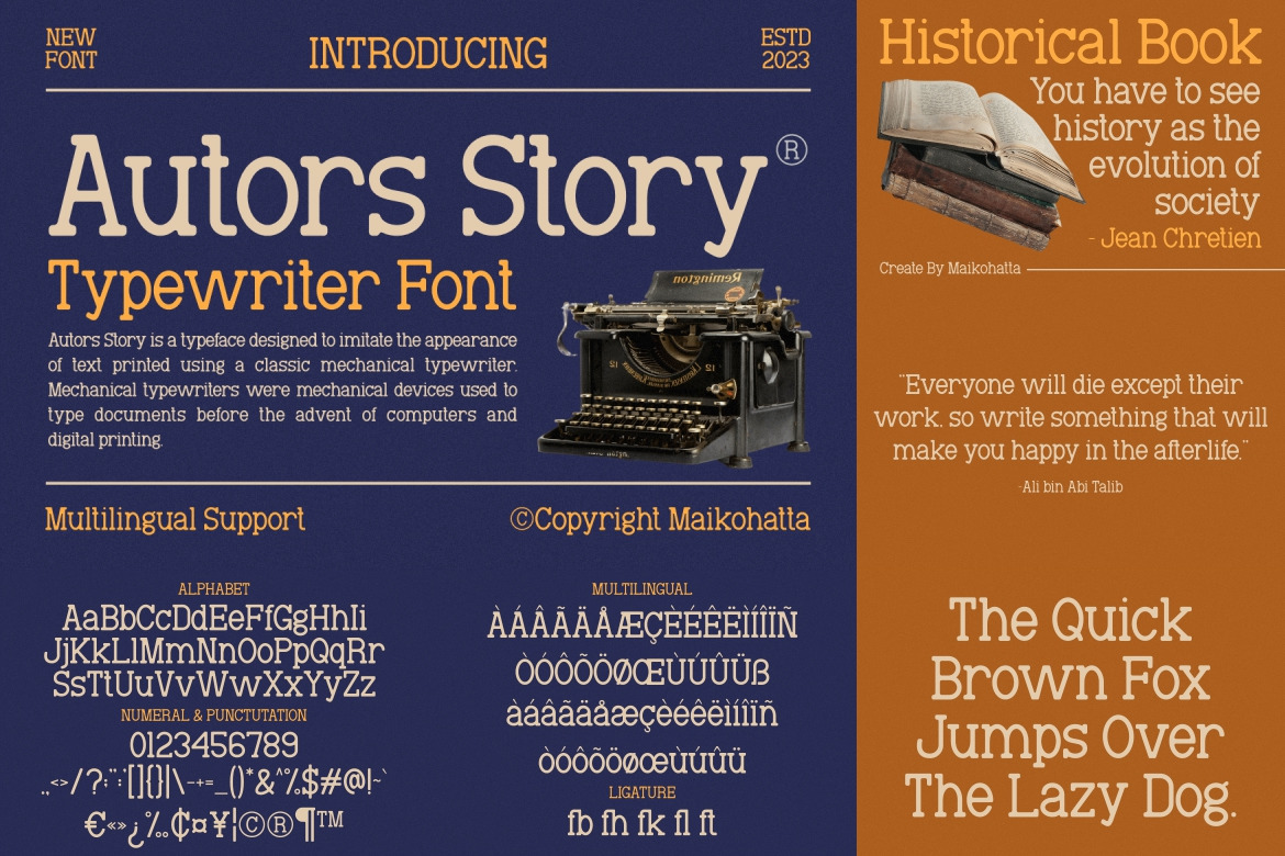 Classic Typewriter Font Bundle on Yellow Images Creative Store