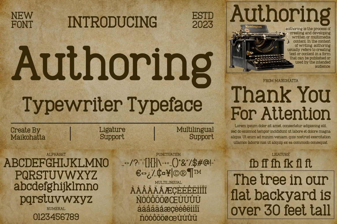 Classic Typewriter Font Bundle on Yellow Images Creative Store