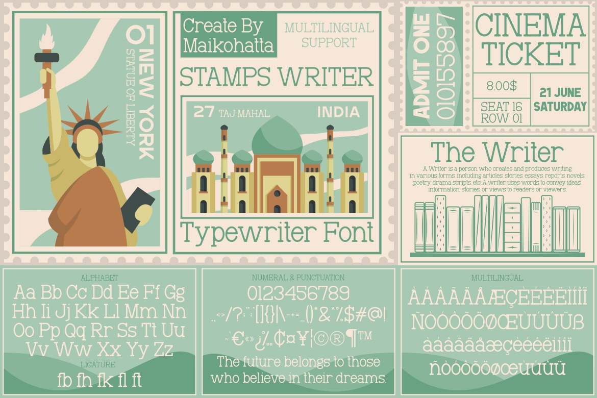 Classic Typewriter Font Bundle on Yellow Images Creative Store