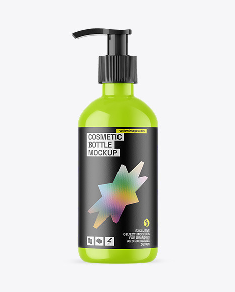 Glossy Cosmetic Bottle With Pump Mockup